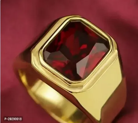 Ruby Manik Stone Ring for Men and Women Brass Ruby Rhodium Panchdhatu Plated Ring