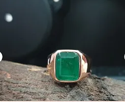Green Emerald Mens and Women  Sterling - Art Deco Vintage Ring- Anniversary Gold Emerald Ring-thumb1