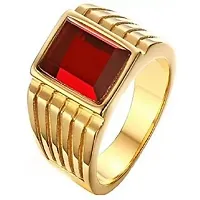 Certified Natural  Emerald Cut Red Ruby ring  Solitaire Men's Engagement  Yellow Gold Ring Valentine's Gift Ring-thumb1