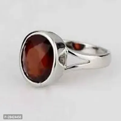 CEYLONMINE GOMED RING Garnet Gomed Panchdhatu Adjustable Ring Brass Silver Plated Ring REAL GEMSTONE