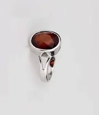 CEYLONMINE GOMED RING Garnet Gomed Panchdhatu Adjustable Ring Brass Silver Plated Ring REAL GEMSTONE-thumb1