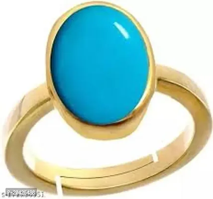 Gemstone Ring with Real Natural Turquoise Stone Astrological Lab Certified - CEYLONMINE