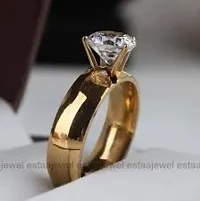 Forever Gleam: American Diamond Single Ring  American Diamond Zircon Stone Gold Plated Metal Adjustable Ring for  Women-thumb2