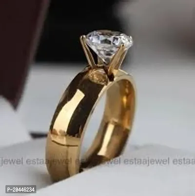 Forever Gleam: American Diamond Single Ring  American Diamond Zircon Stone Gold Plated Metal Adjustable Ring for  Women-thumb3