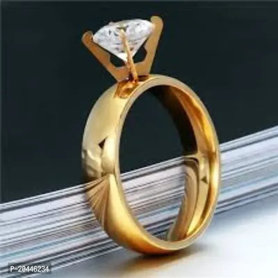 Forever Gleam: American Diamond Single Ring  American Diamond Zircon Stone Gold Plated Metal Adjustable Ring for  Women-thumb4
