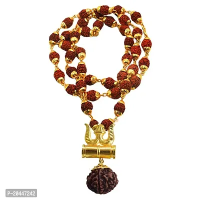 Gold Rudraksha Chain for Men, Gold Rudraksha Mala for Men/Boy Divine Connection: Meditation Rudraksha Necklace-thumb0