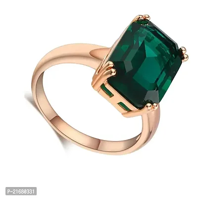 Emerald stone ring natural gemstone panna gold plated ring for unisex Alloy Emerald Rhodium Plated Ring-thumb0