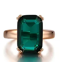 Emerald stone ring natural gemstone panna gold plated ring for unisex Alloy Emerald Rhodium Plated Ring-thumb2