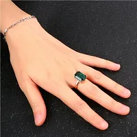Emerald stone ring natural gemstone panna gold plated ring for unisex Alloy Emerald Rhodium Plated Ring-thumb1