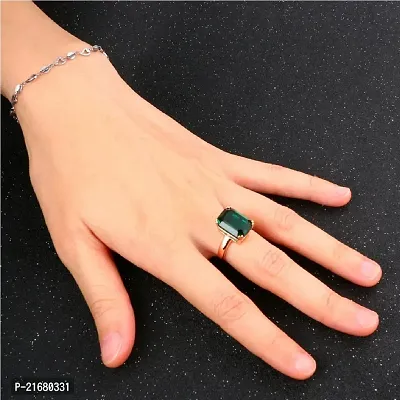 Emerald stone ring natural gemstone panna gold plated ring for unisex Alloy Emerald Rhodium Plated Ring-thumb2