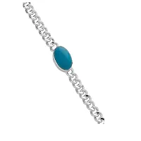 Stone Turquoise Silver Bracelet natural stone for men  boy.-thumb1