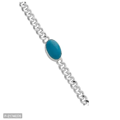 Stone Turquoise Silver Bracelet natural stone for men  boy.-thumb2