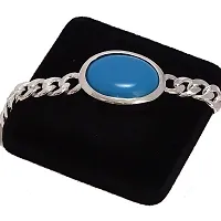 Stone Turquoise Silver Bracelet natural stone for men  boy.-thumb2