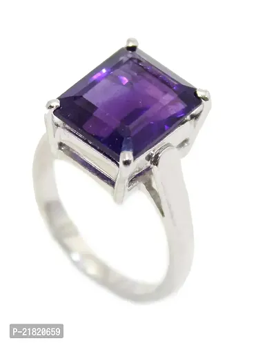 Amethyst Ring with 100 % original And lab certified amethyst stone Stone Amethyst Silver Plated Ring-thumb0