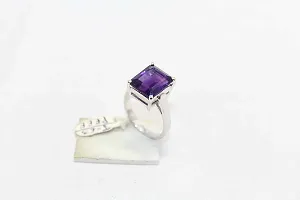 Amethyst Ring with 100 % original And lab certified amethyst stone Stone Amethyst Silver Plated Ring-thumb2