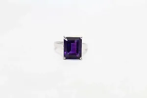 Amethyst Ring with 100 % original And lab certified amethyst stone Stone Amethyst Silver Plated Ring-thumb1