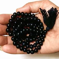 Black Agate Hakik Mala with 100% Original Crystal Mala 108+1 Mankas( For Kali  Maha Bhairav Japa Mantras chain Crystal Chain-thumb1