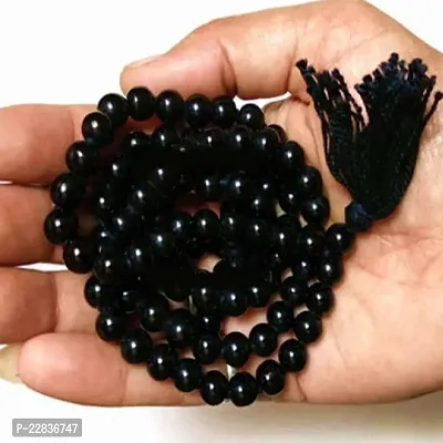 Black Agate Hakik Mala with 100% Original Crystal Mala 108+1 Mankas( For Kali  Maha Bhairav Japa Mantras chain Crystal Chain-thumb2