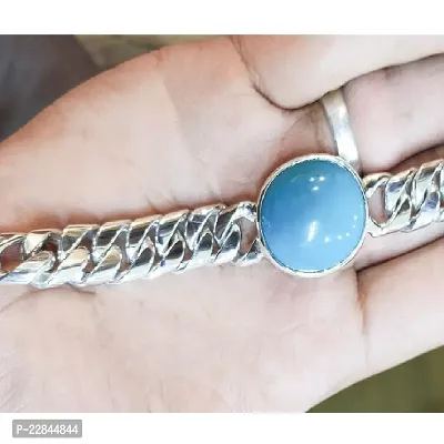 Turquoise Silver Bracelet firoza stone for men  women-thumb2