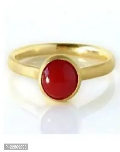 Red Coral Moonga Panchdhatu ring for men and women Brass Coral Rhodium Plated Ring