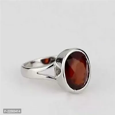 Gomed Ring stone Hessonite precious stone Certified For unisex Stone Garnet  Silver Plated Ring.-thumb0