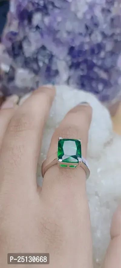 Emerald Ring With Natural  Ratti Stone Stone Emerald Silver Plated Ring-thumb3
