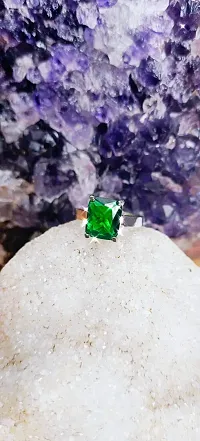 Emerald Ring With Natural Stone Stone Emerald Silver Plated Ring Special price-thumb1