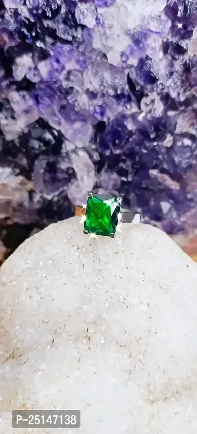 Emerald Ring With Natural Stone Stone Emerald Silver Plated Ring Special price-thumb2