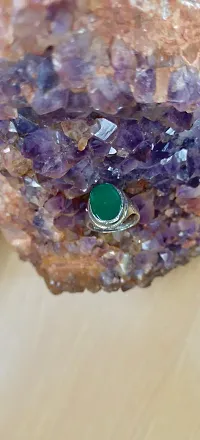 Natural Panna Emerald Adjustable Ring Lab Certificate Metal Emerald Silver Plated Ring.-thumb2