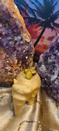 Stone Sapphire Gold Plated Ring Stone Citrine Ring for men  women.-thumb1