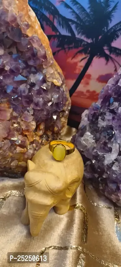 Stone Sapphire Gold Plated Ring Stone Citrine Ring for men  women.-thumb2