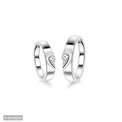 ADJUSTABLE COUPLE BAND RING SET Alloy silver , Rhodium Plated Ring Set