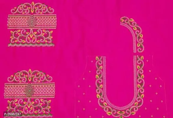 Reliable Pink Silk Embroidered Unstitched Blouses For Women 1 Mtr