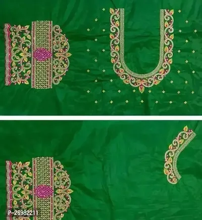 Reliable Green Art Silk Embroidered Unstitched Blouses For Women 1 Mtr