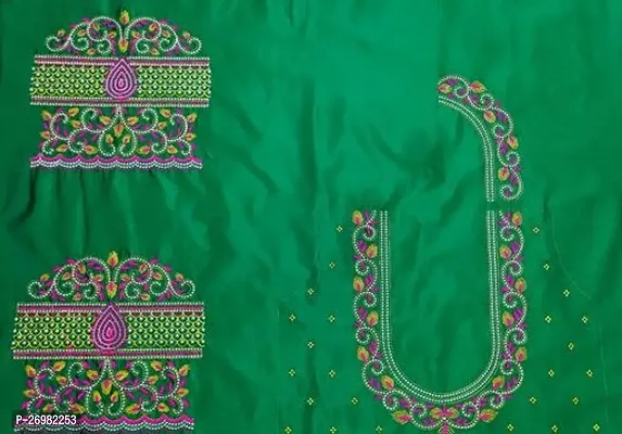 Reliable Green Silk Embroidered Unstitched Blouses For Women 1 Mtr