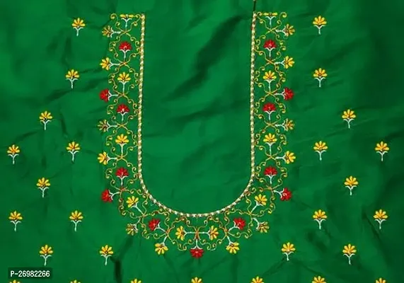 Reliable Green Silk Embroidered Unstitched Blouses For Women 1 Mtr
