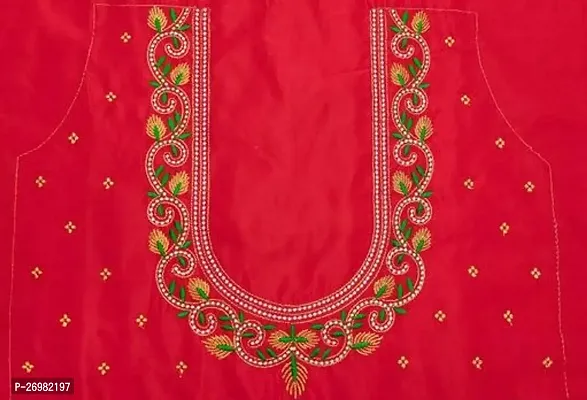 Reliable Red Silk Embroidered Unstitched Blouses For Women 1 Mtr