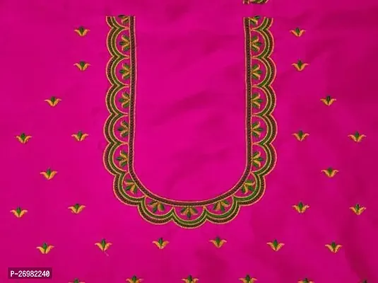 Reliable Pink Silk Embroidered Unstitched Blouses For Women 1 Mtr