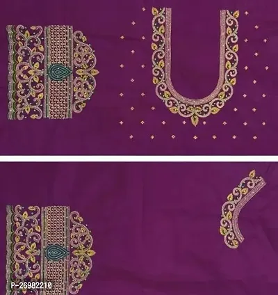 Reliable Purple Art Silk Embroidered Unstitched Blouses For Women 1 Mtr