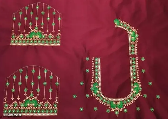 Reliable Maroon Cotton Silk Embroidered Unstitched Blouses For Women 1 Mtr-thumb0