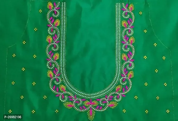 Reliable Green Silk Embroidered Unstitched Blouses For Women 1 Mtr-thumb0