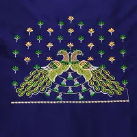 Reliable Navy Blue Silk Embroidered Unstitched Blouses For Women 1 Mtr-thumb2