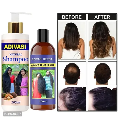 Adivasi Neelambari Herbal Shampoo For Dandruff Control, Hair Regrowth And Hair Fall Control Shampoo With Oil 200Ml+100Ml Pack Of 2