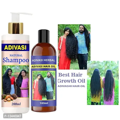 Adivasi Neelambari Kasturi Herbal Hair Shampoo For Women And Men For Hair Long - Dandruff Control - Shampoo With Oil 200Ml+100Ml Pack Of 2