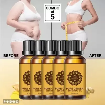 Ginger Essential Oil | Ginger Oil Fat Loss Skin Toning Slimming Oil For Stomach, Hips And Thigh Pack Of 5