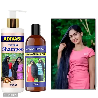 Adivasi Sri Maruthi For Hair Regrowth And Hair Falls Control, ( Pure Natural Products ) Natural Shampoo With Oil 200Ml+100Ml Pack Of 2