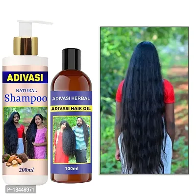 Adivasi Neelambari Premium Quality Hair Medicine Shampoo For Dandruff Control - Hair Regrowth - Hair Fall Control - nbsp;Shampoo With Oil 200Ml+100Ml Pack Of 2