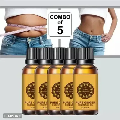 Ginger Essential Oil | Ginger Oil Fat Loss Body Fitness Oil Slimming Oil For Stomach, Hips And Thigh Pack Of 5