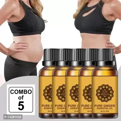 Ginger Essential Oil | Ginger Oil Fat Loss Body Fitness Oil Shape Up Slimming Oil For Stomach, Hips And Thigh Pack Of 5-thumb0
