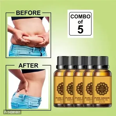 Ginger Essential Oil | Ginger Oil Fat Loss | Massage Oil- Helps In Anti-Cellulite, Toning, Slimming  Pack Of 5